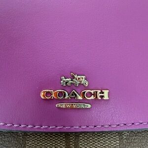 COACH Signature PVC & Leather Slim Envelope Wallet F54022 Khaki Hyacinth